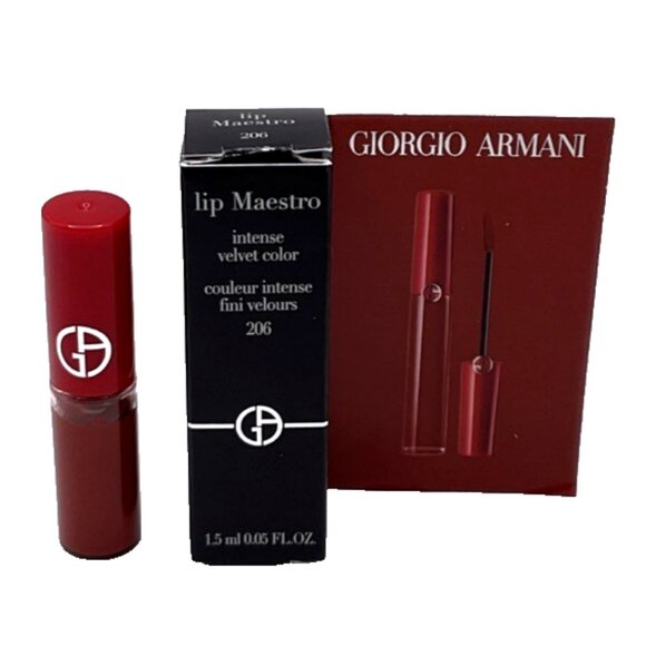 Giorgio Armani Lip Power Matte Longwear Intense Red Lipstick 400 Maestro 206 NEW - Picture 4 of 7